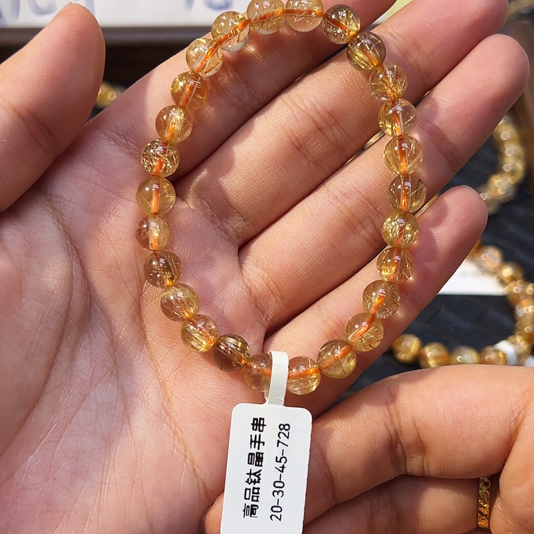 水晶手串未镶嵌天然金钛晶