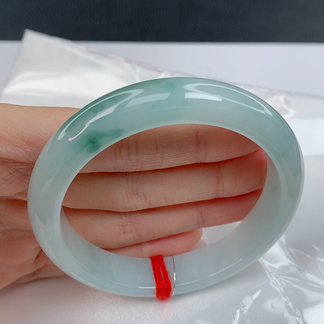 翡翠手镯未镶嵌58.7正圈小清新