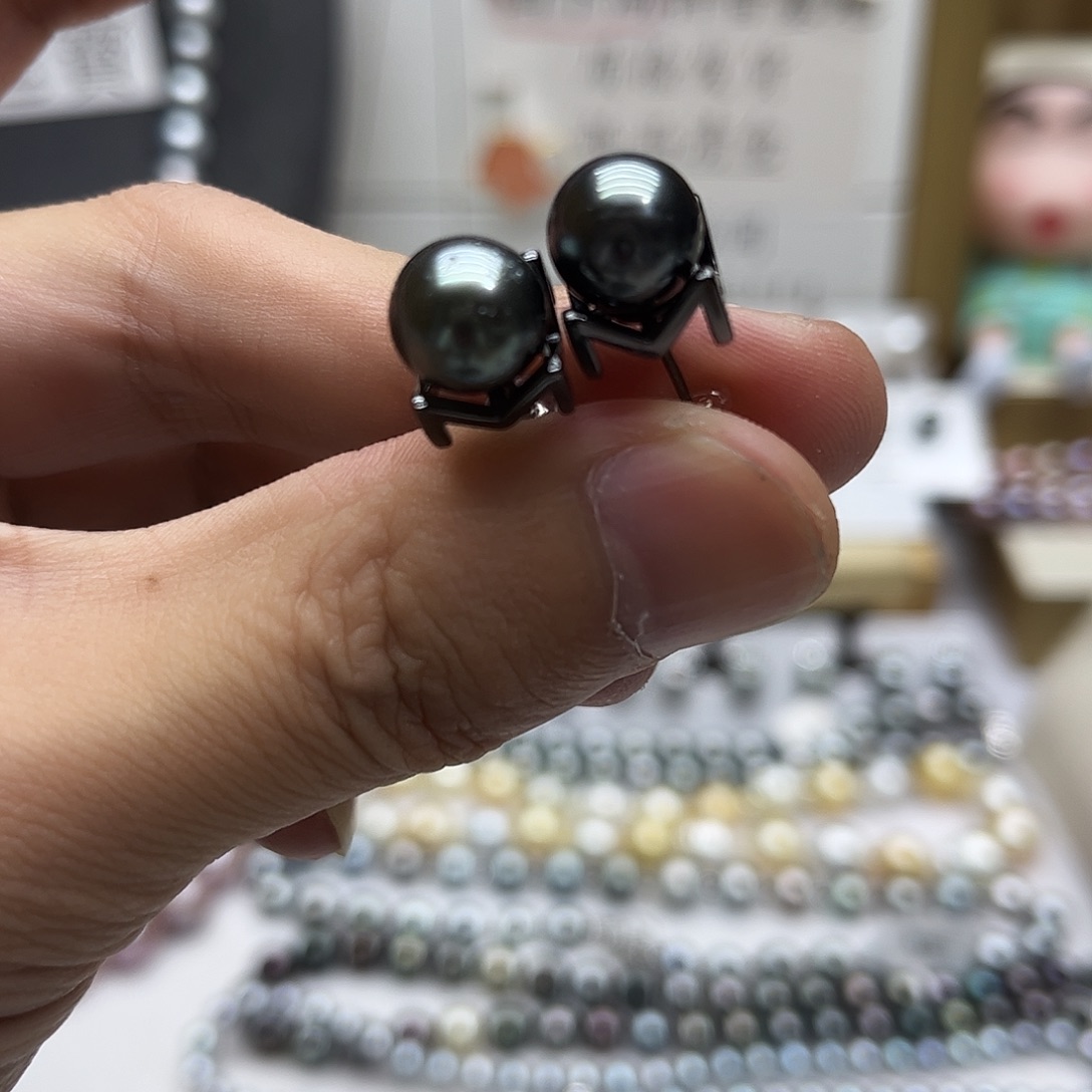 银S925镶嵌耳饰海水珍珠