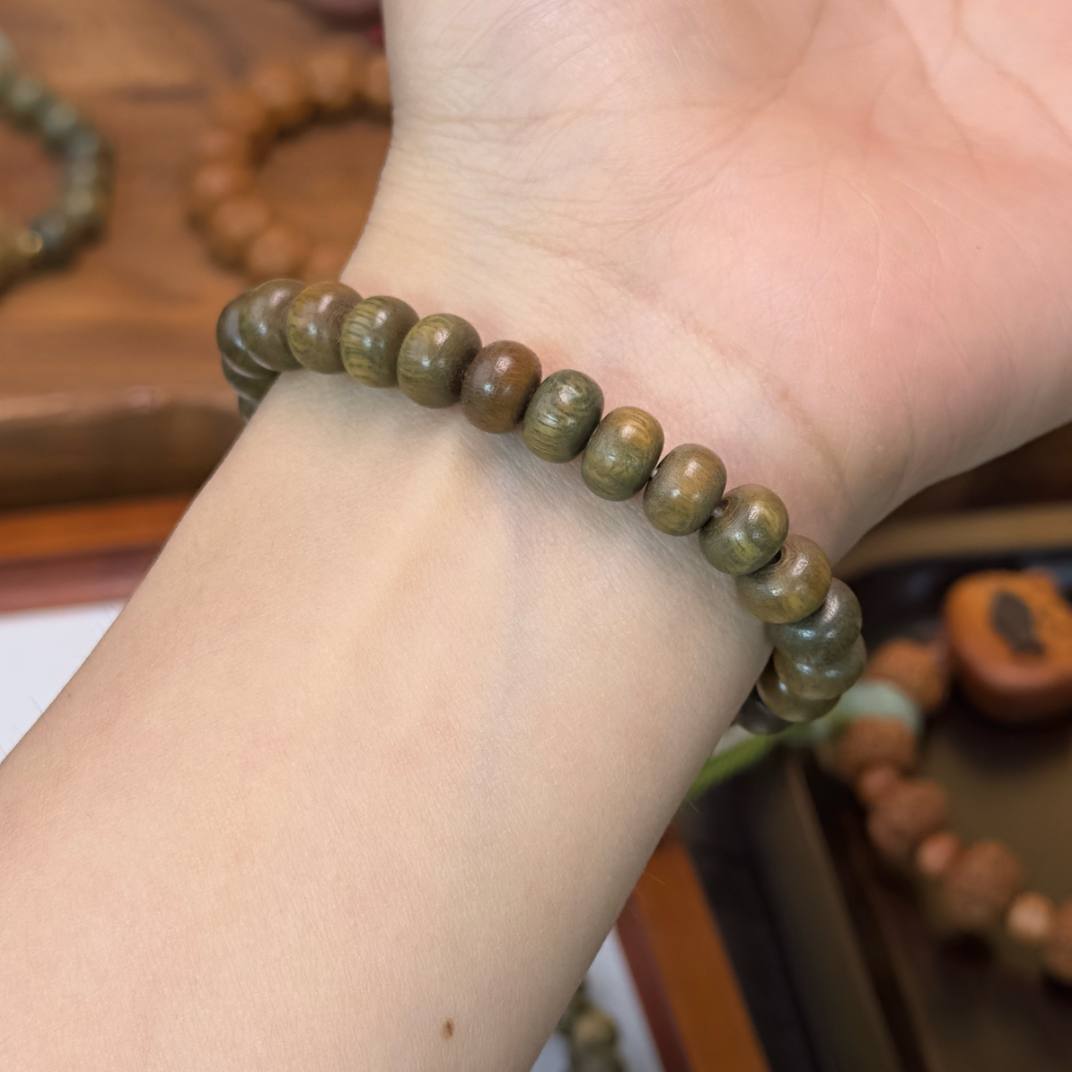 绿檀算盘珠佛珠串男女盘玩文玩手串