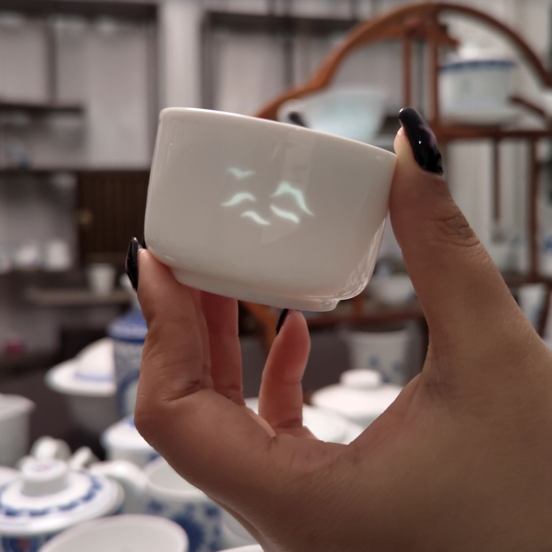 陶瓷天青纯白小杯两只装