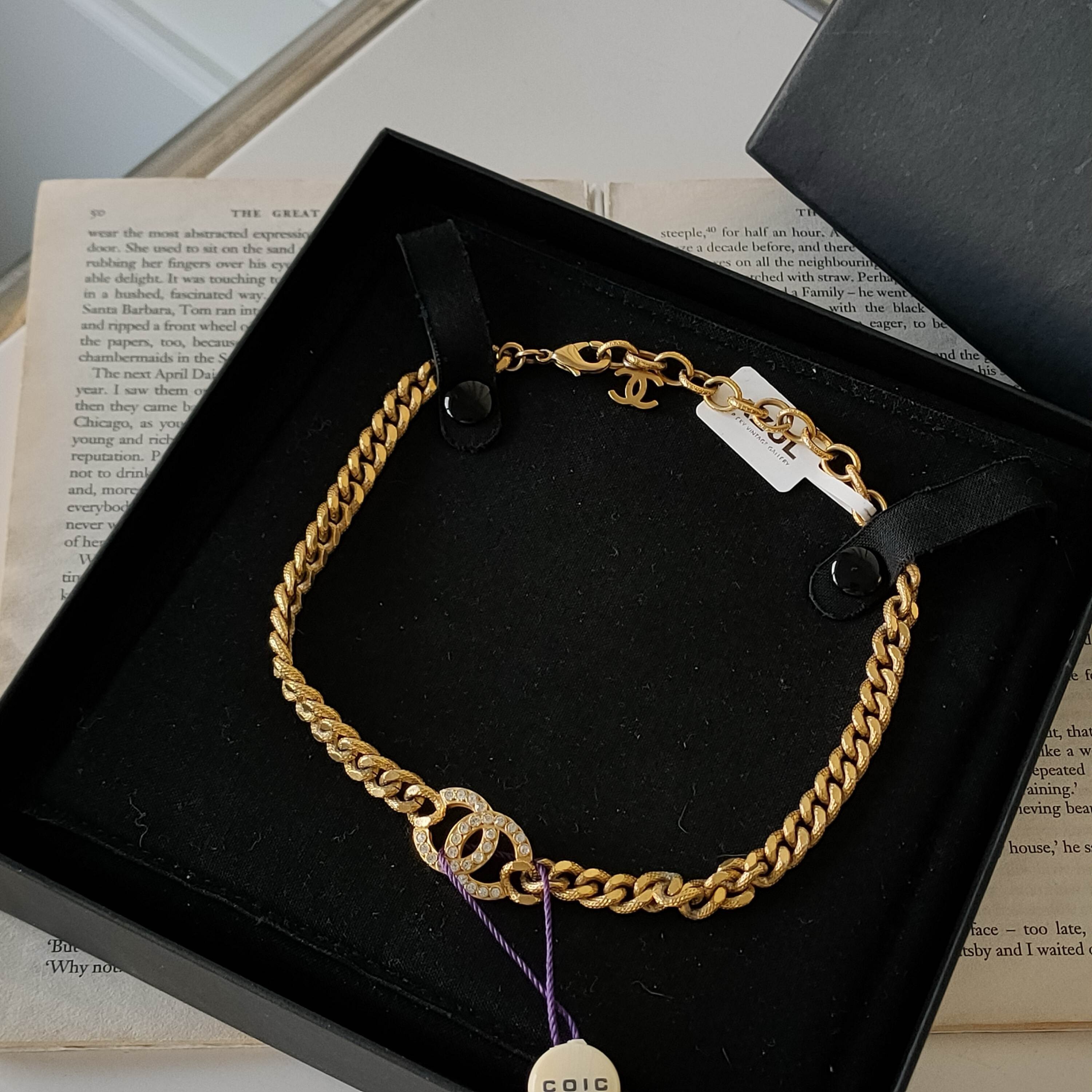 99新 Chanel/香奈儿 Azul-22A金色水钻双C古巴链Chocker项链38924