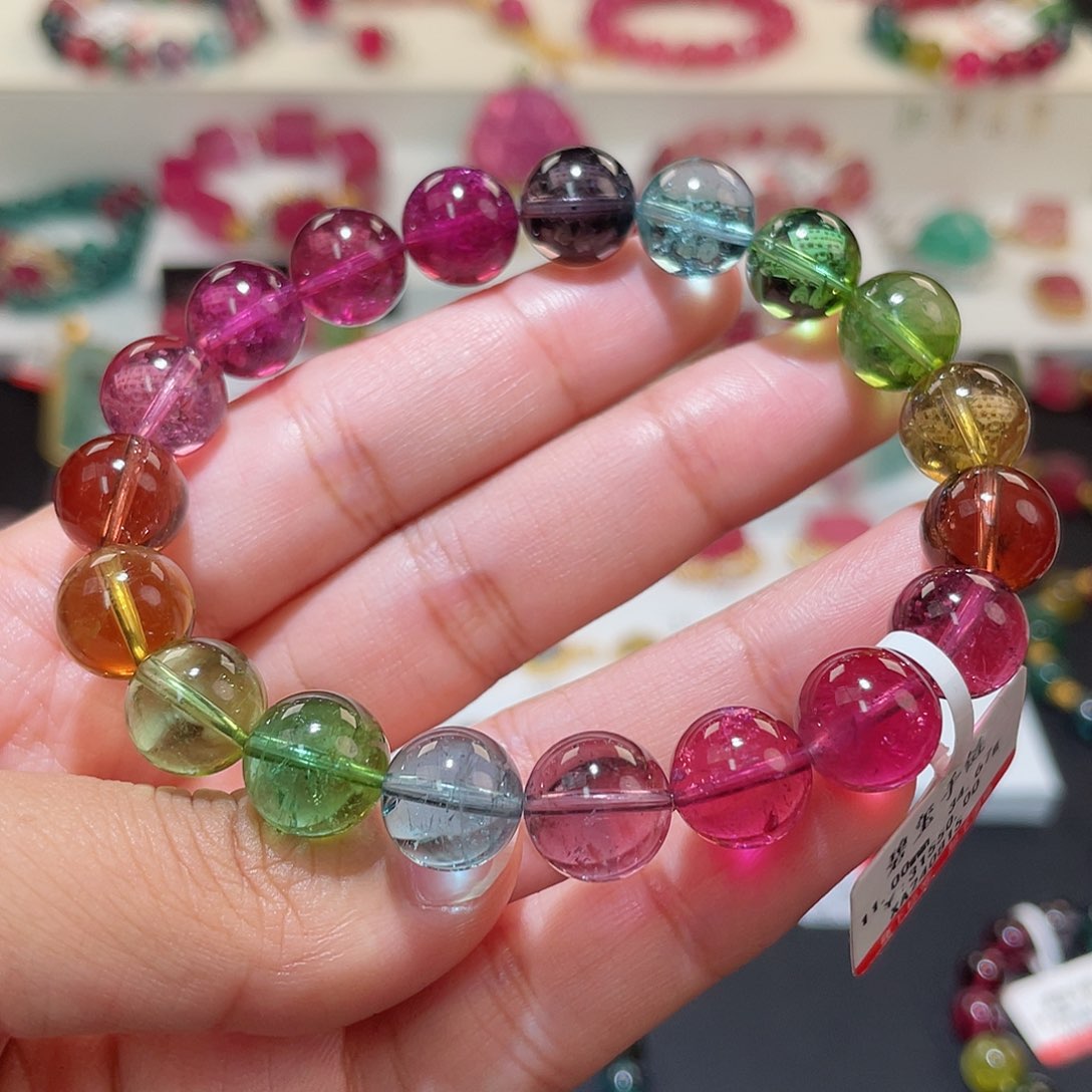 碧玺手链未镶嵌 玻璃高净体10+mm