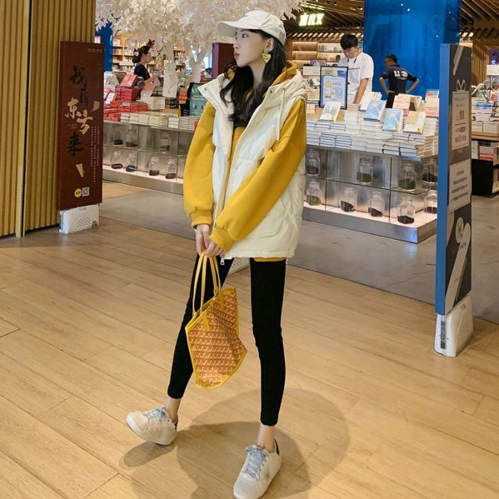 马甲女秋冬季潮流新款连帽棉背心宽松马夹外套宽松显瘦韩版百搭