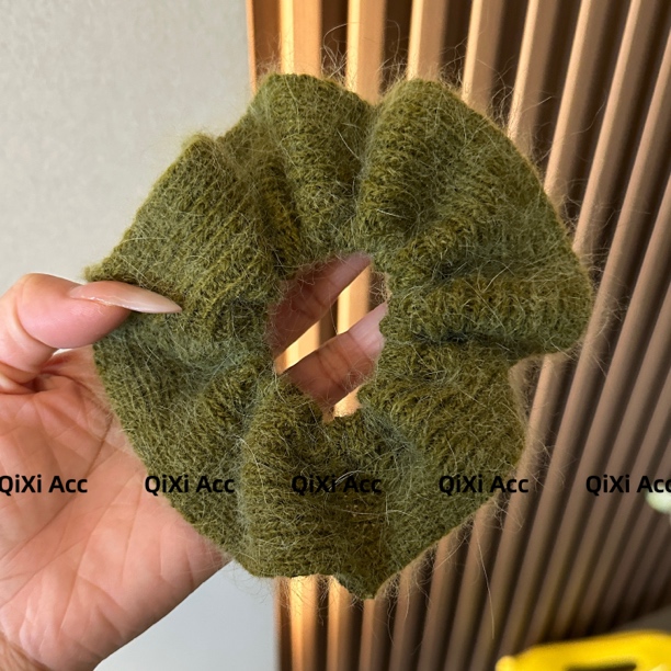 牛油果兔兔毛甜美风日韩女发圈发绳头饰皮筋少女气质发饰针织秋冬