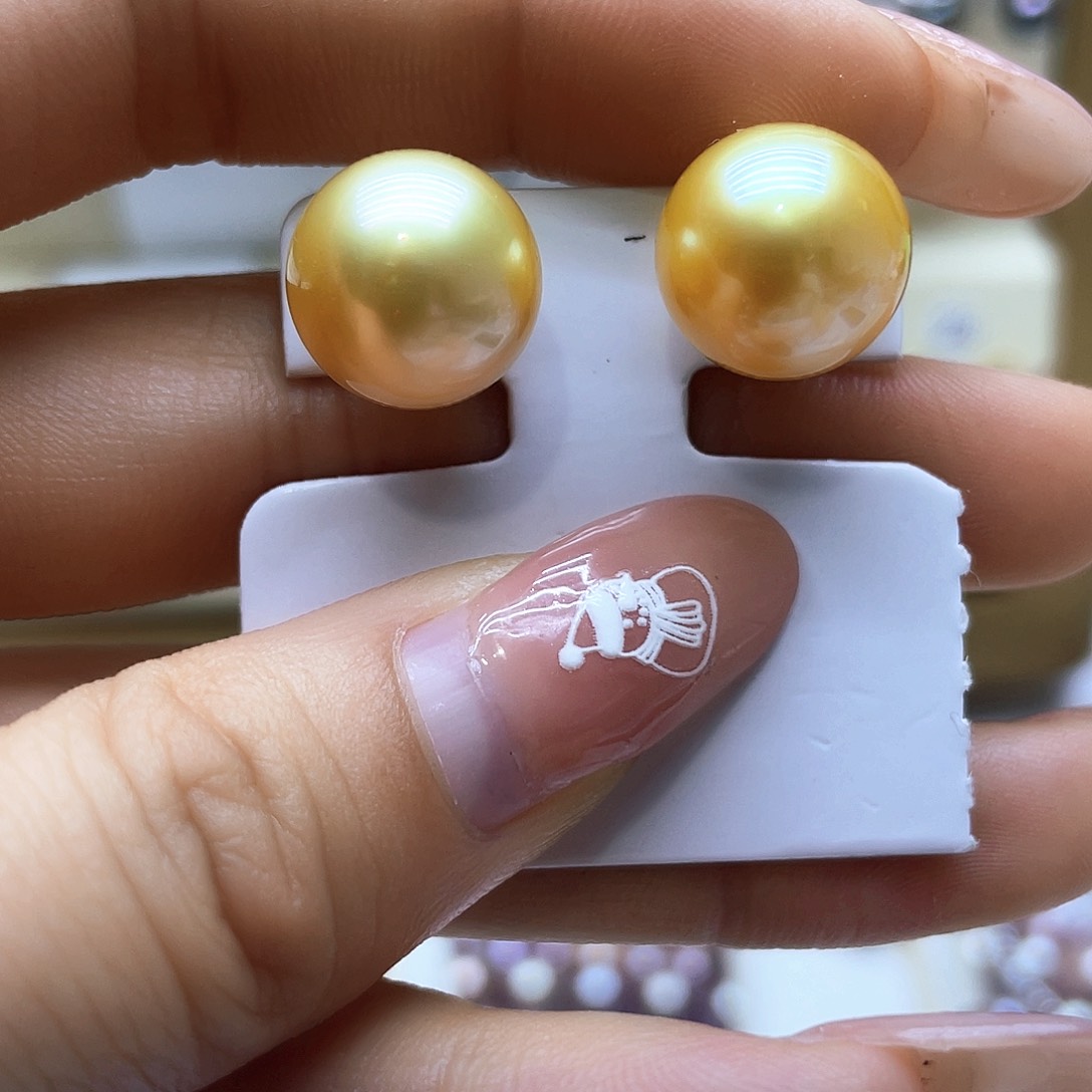 海水珍珠耳饰银S925镶嵌