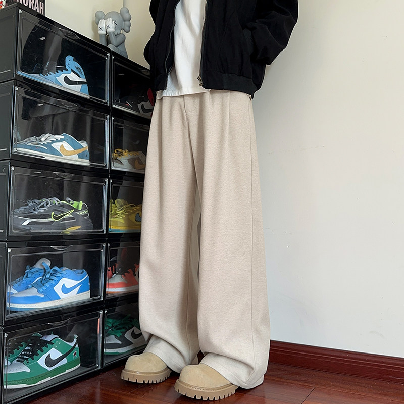 重磅男士潮流秋季新款垂感日常西装阔腿裤纯色简约宽松百搭休闲裤