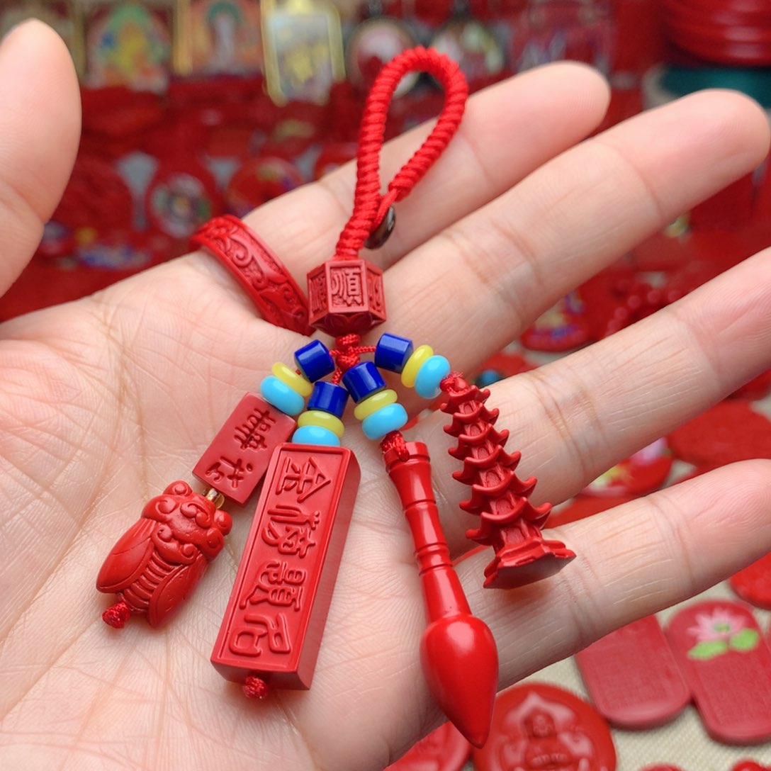 天然辰砂工艺品朱砂钥匙扣