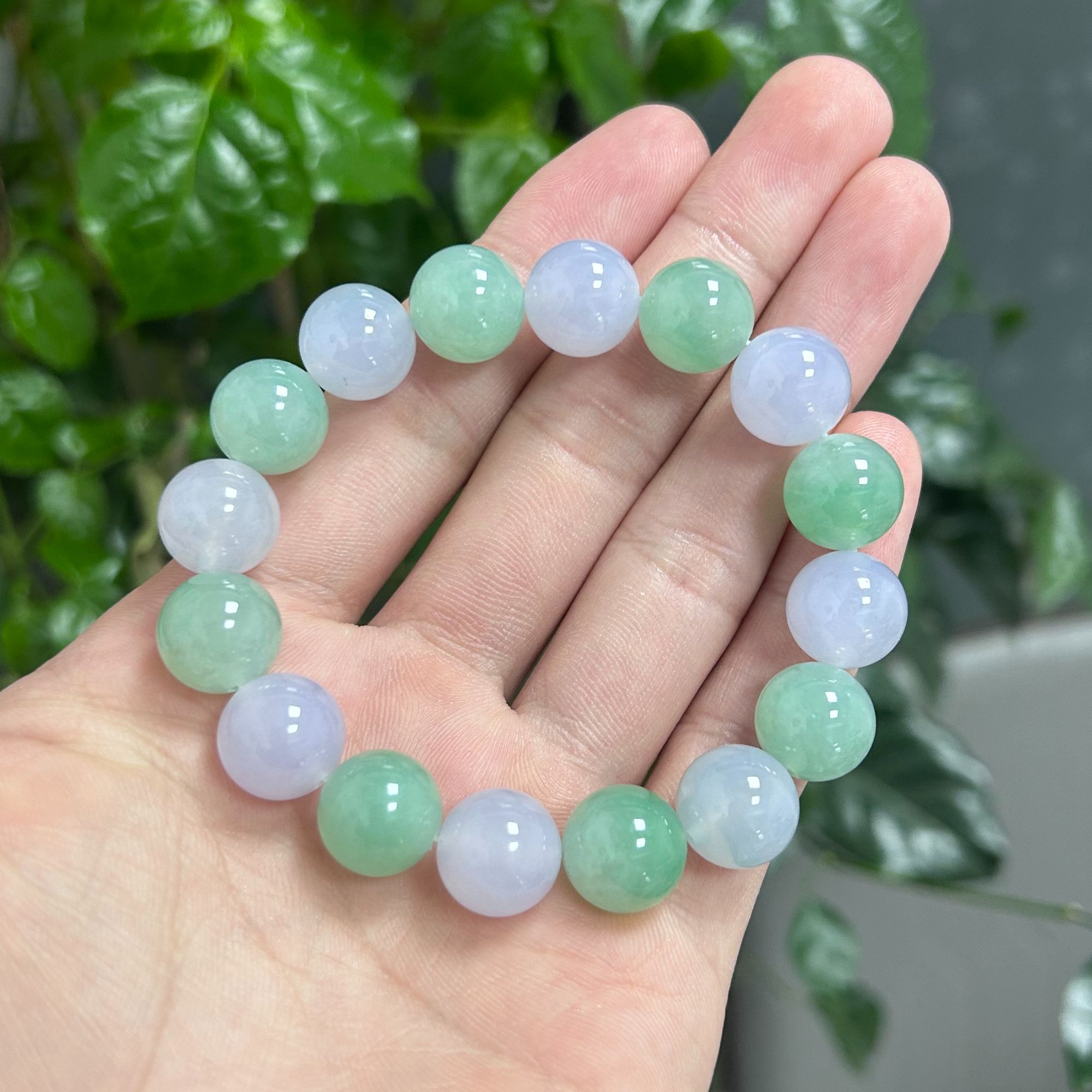 金枝翡翠 天然缅甸A货翡翠手串手链 翡翠圆珠手串