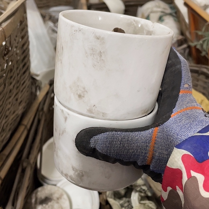 瓷片强化瓷直口碗一对 口径9.5