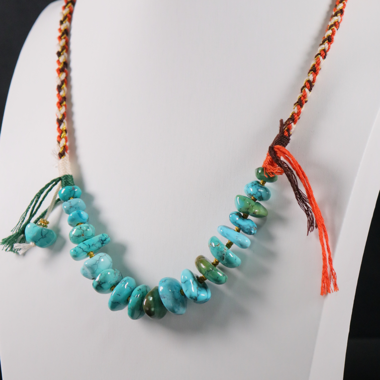 原矿绿松石藏扣项链，尺寸9.4-16.6mm左右，厚4-7.5mm左右