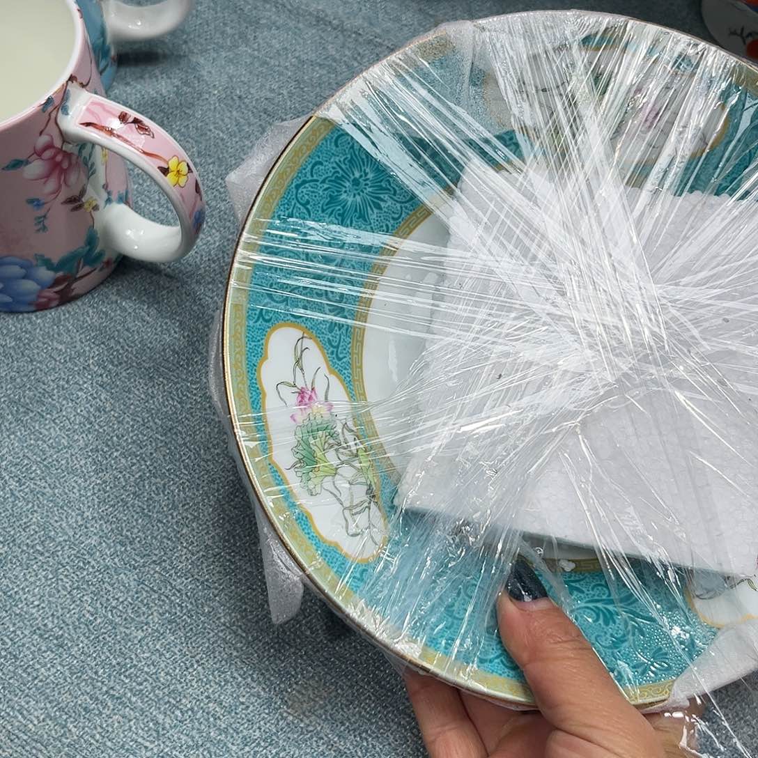 瓷片珐琅彩八寸深盘四个微瑕