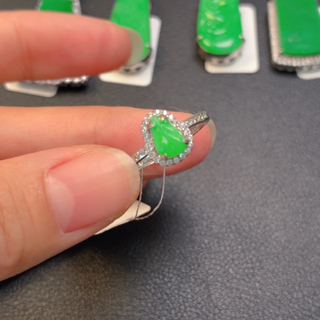 翡翠银S925镶嵌吊坠(不含链)戒指