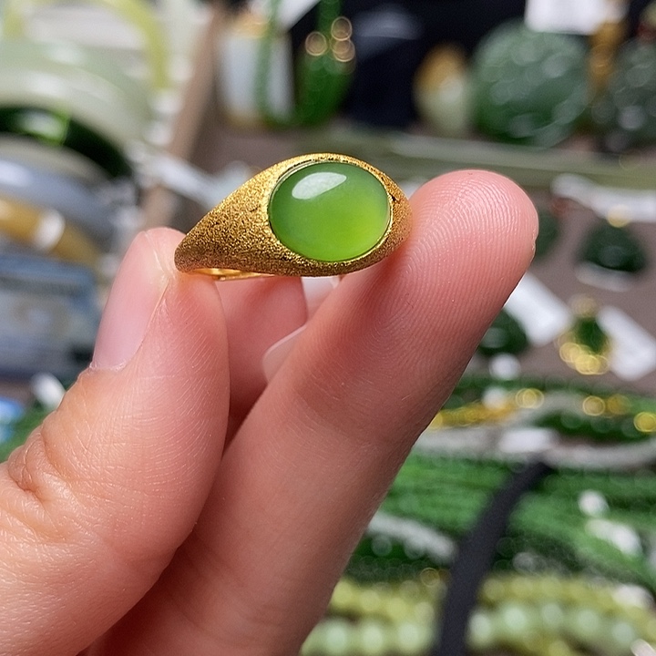 和田玉银S925镶嵌戒指