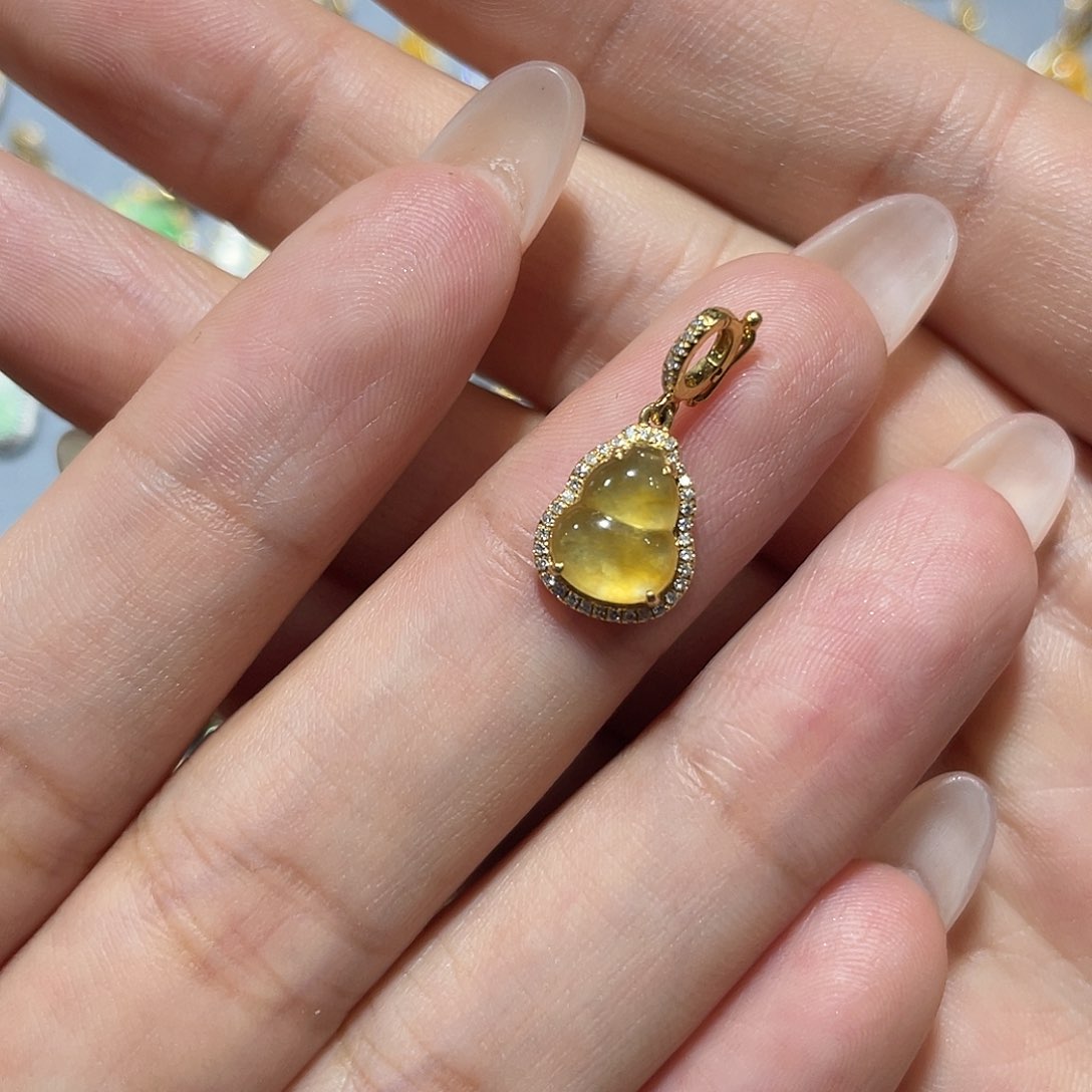 翡翠18K金镶嵌吊坠(不含链)