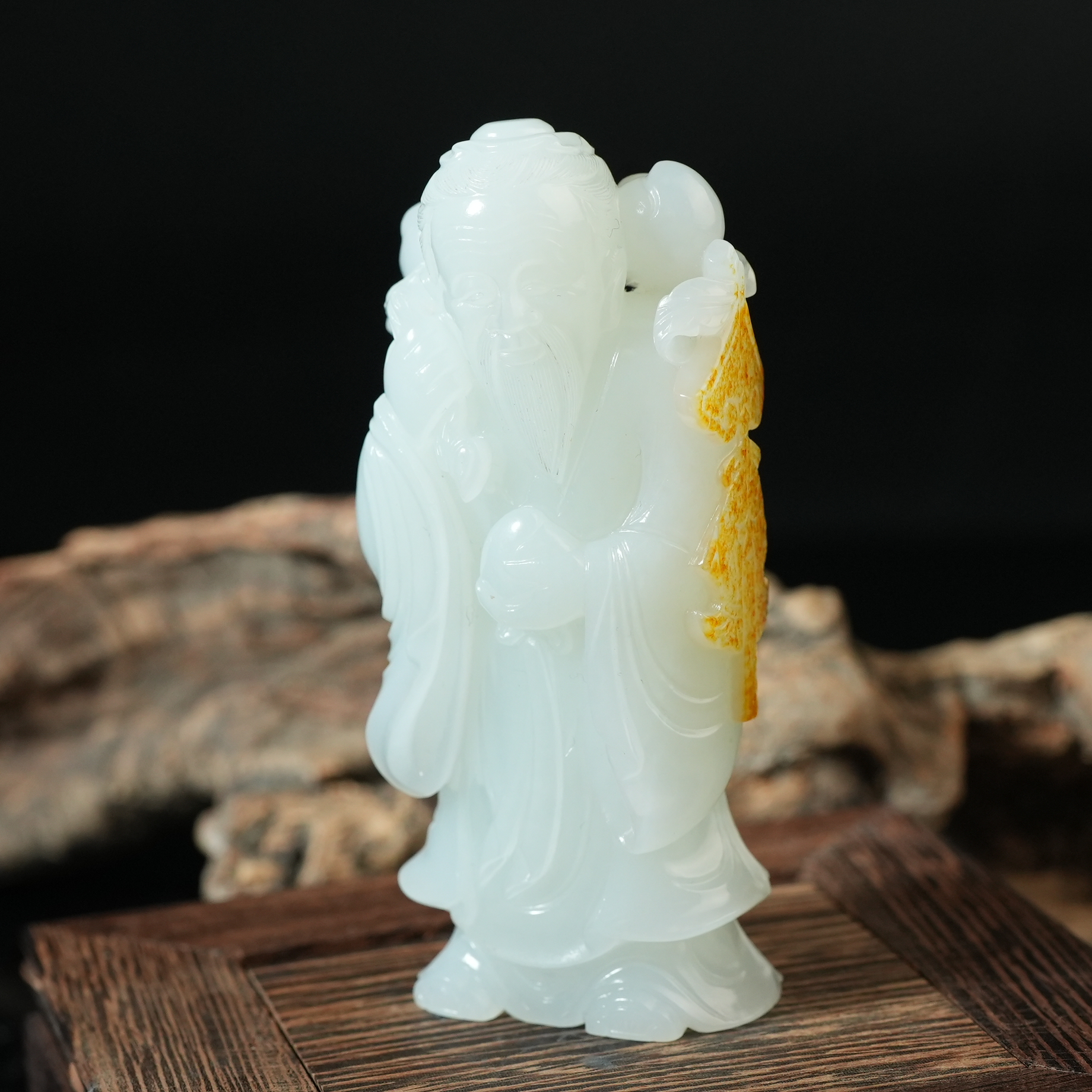 清代和田白玉南极仙翁把件【华豫之门】LLFF2501112087