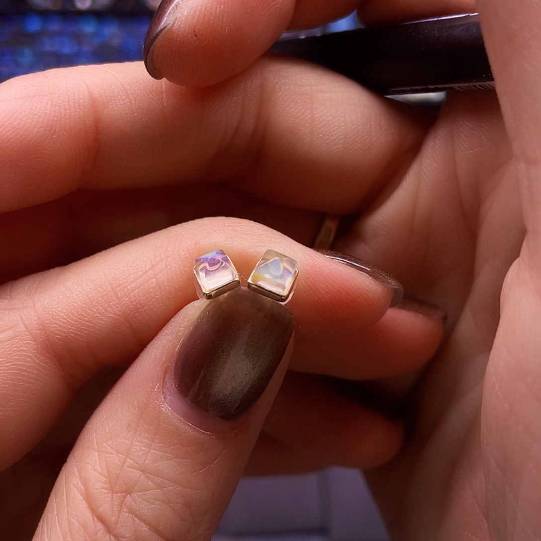 树***L18K金镶嵌长石耳饰耳饰