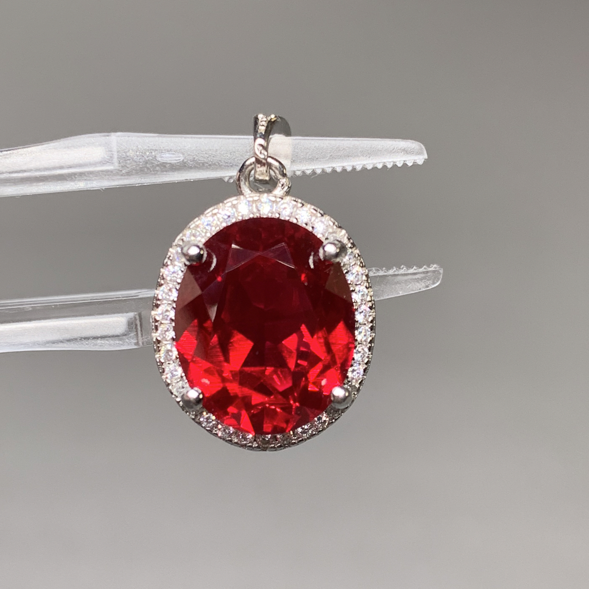 坠链均925银 专柜正品 缅甸正鸽血红925银镀金鸽子蛋级别吊坠042