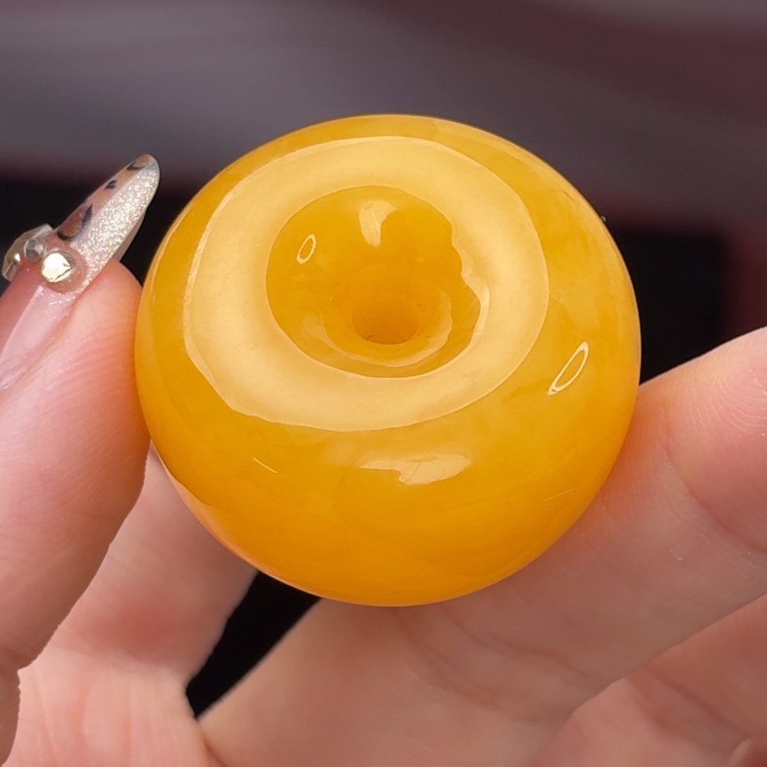 蜜蜡未镶嵌吊坠(不含链)橘红满蜡面包圈