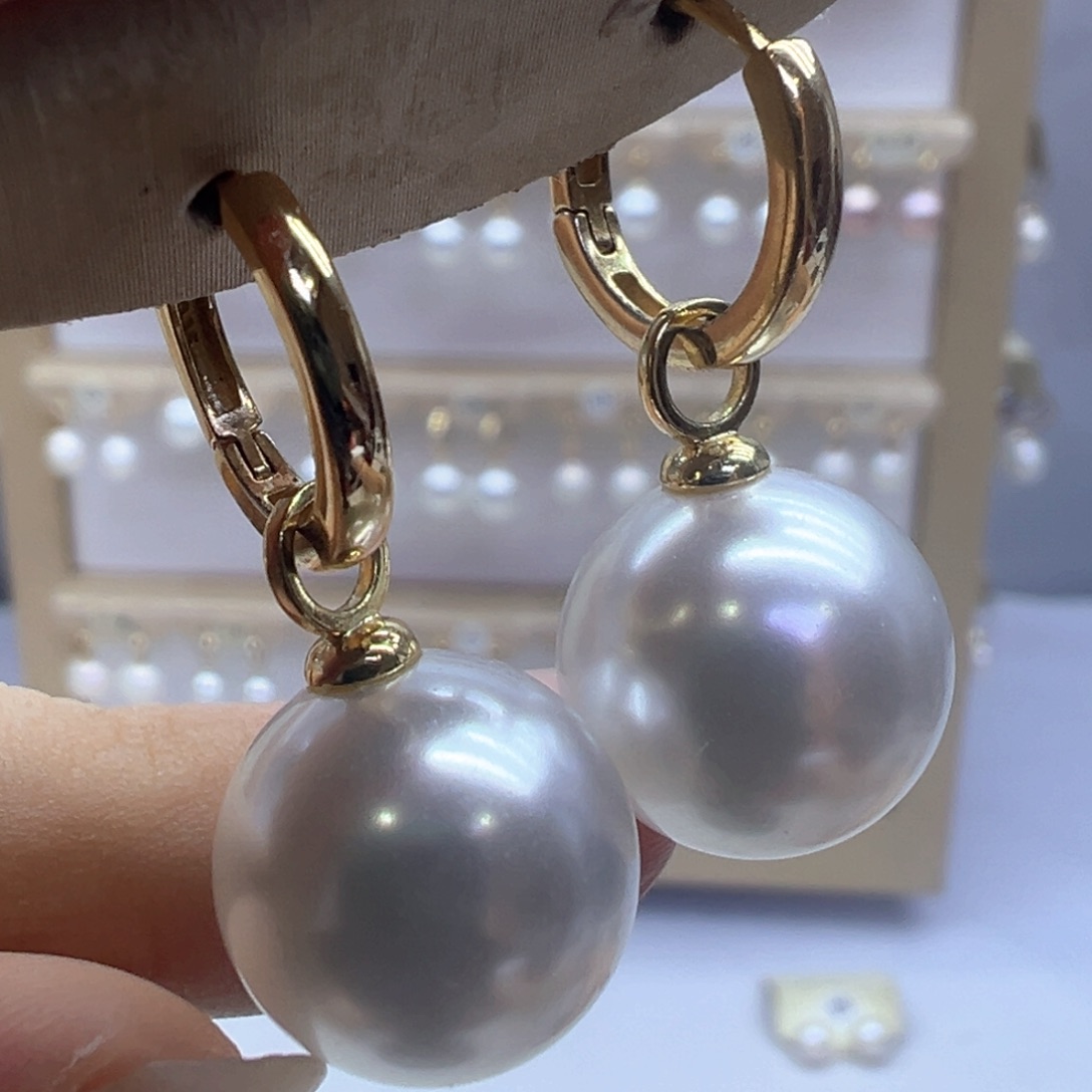 银S925镶嵌淡水珍珠耳饰