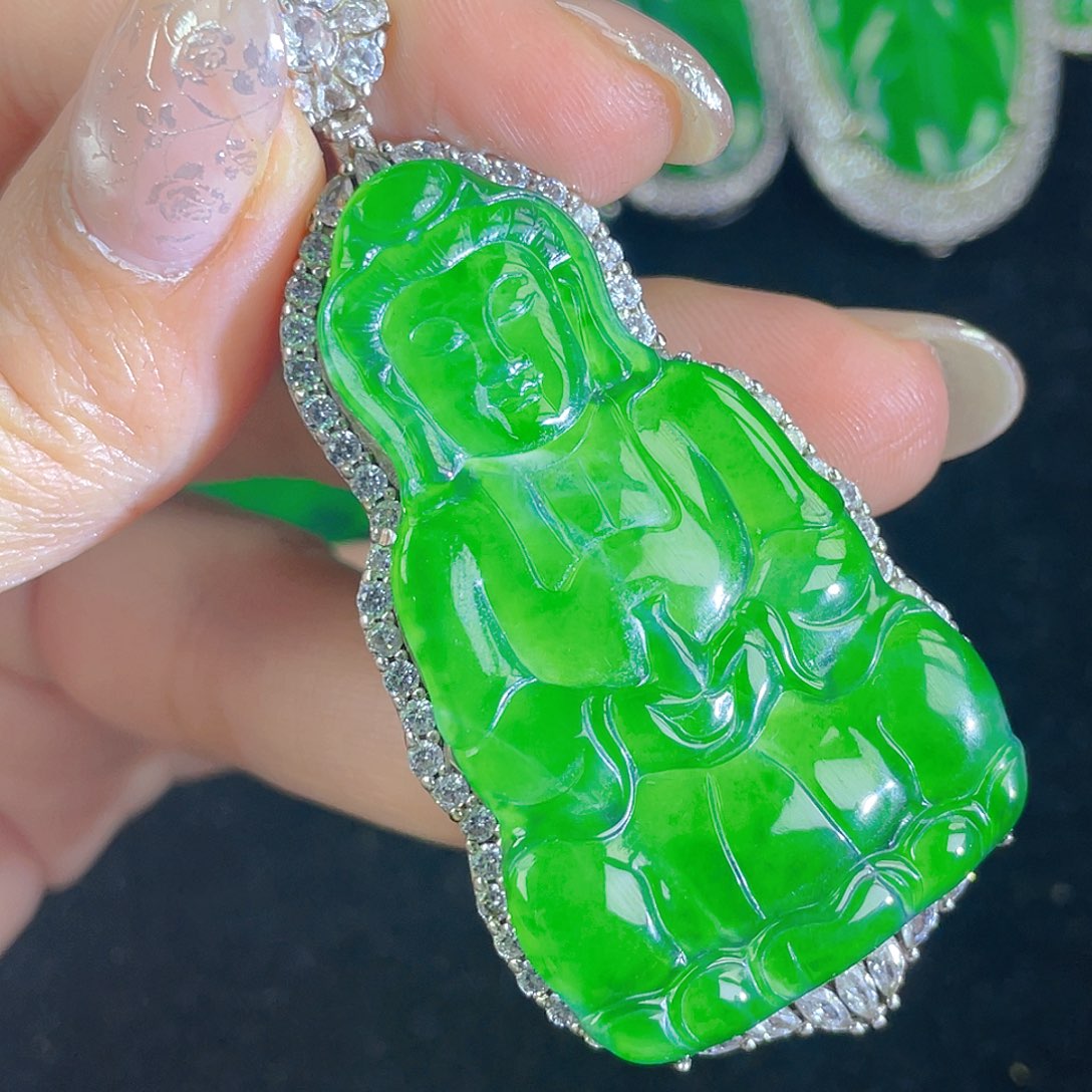 翡翠吊坠(不含链)银S925镶嵌