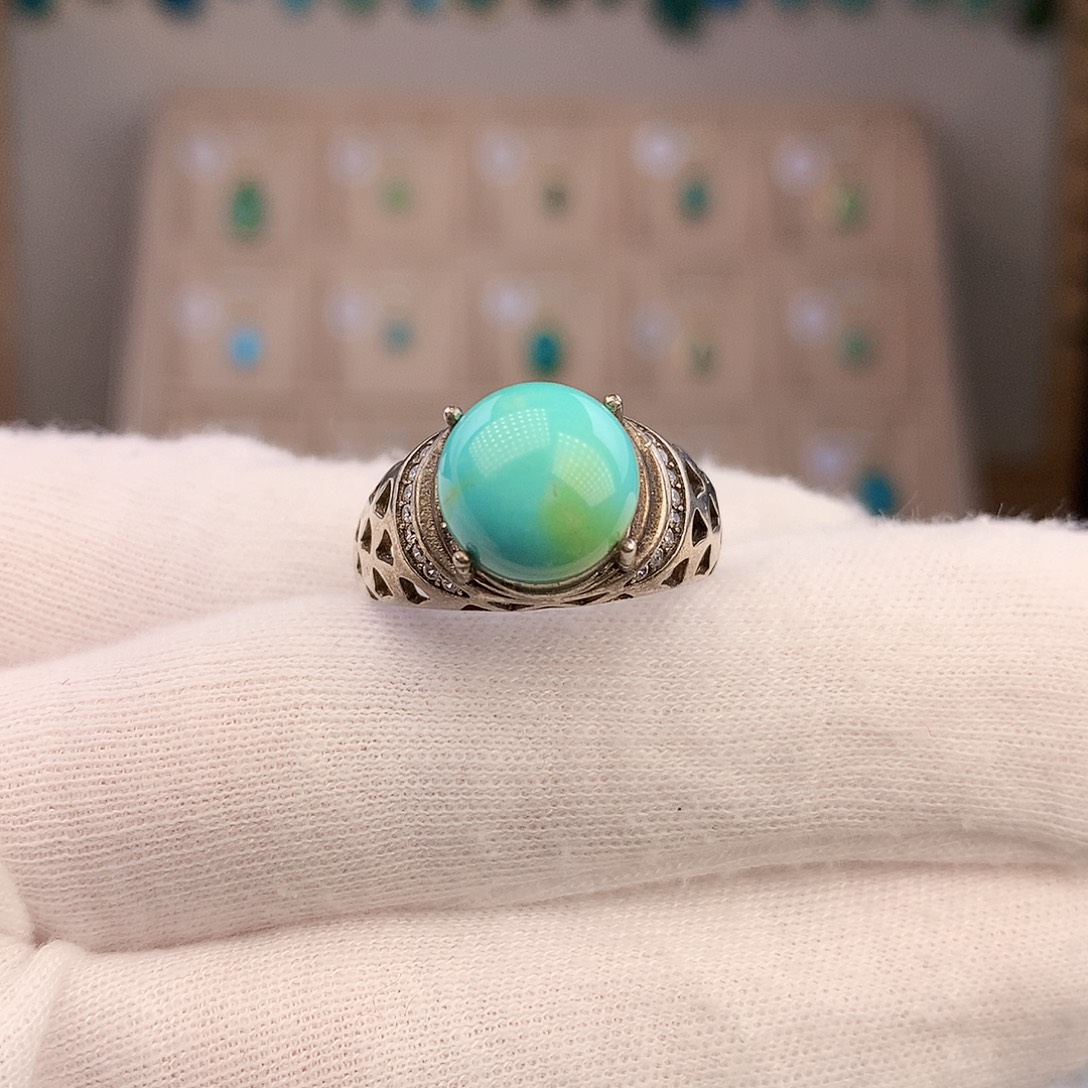 绿松石银S925镶嵌戒指