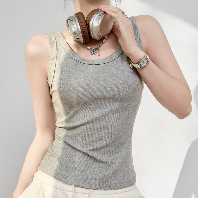 爆款吊带女士螺纹针织背心内搭春夏季修身打底衫外穿无袖上衣34
