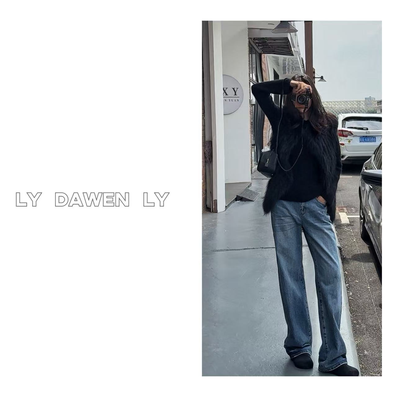 DAWEN  |  岁月蓝迹  高定立裁美式复古显瘦直筒牛仔裤  N190#