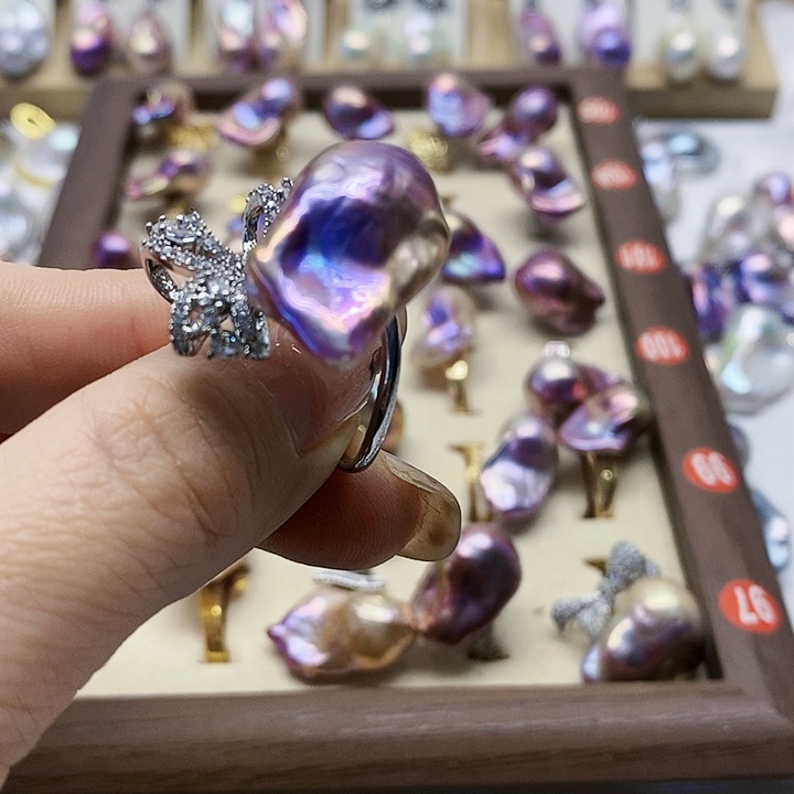 银S925镶嵌耳饰淡水珍珠暮*月