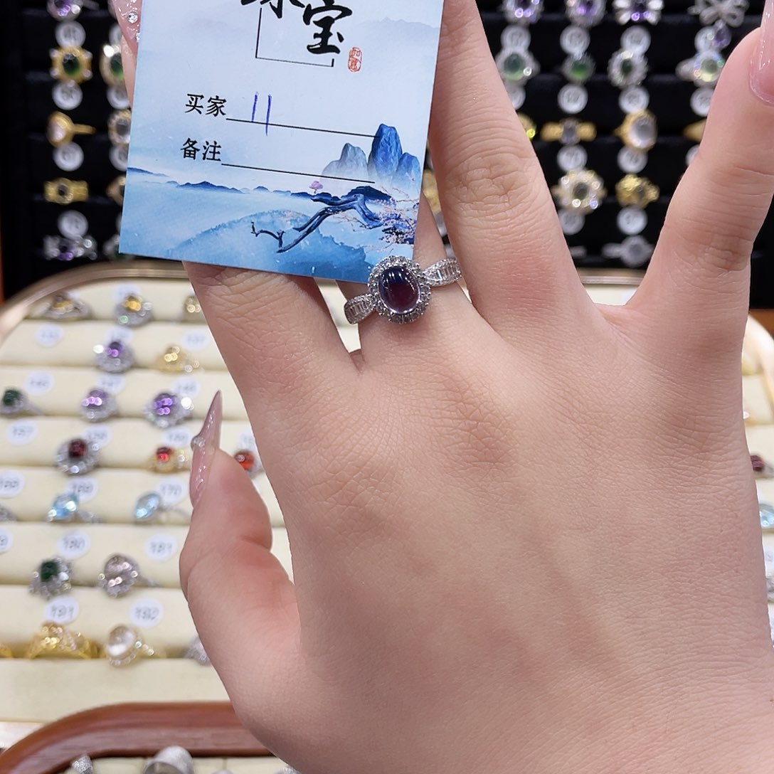 紫晶戒指女款银S925镶嵌曼***?11
