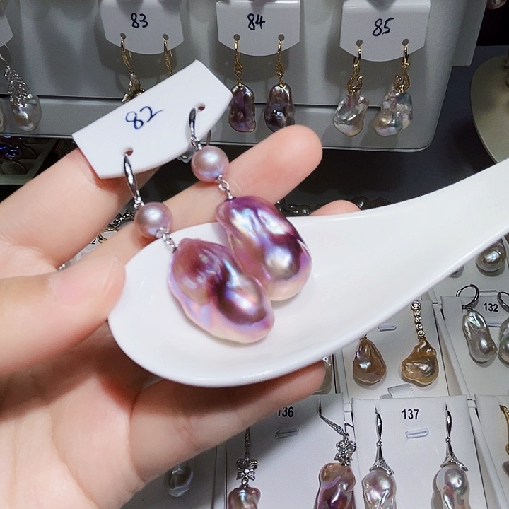 淡水珍珠耳饰银S925镶嵌冰*花