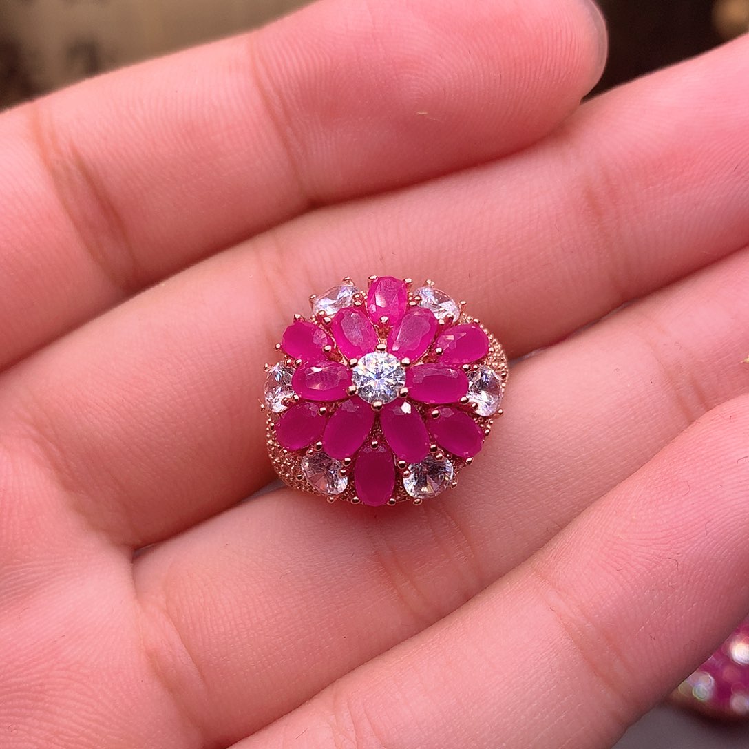 红宝石戒指银S925镶嵌