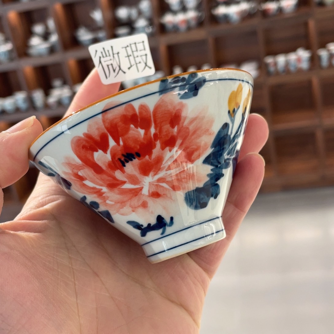 釉下手绘茶具微瑕