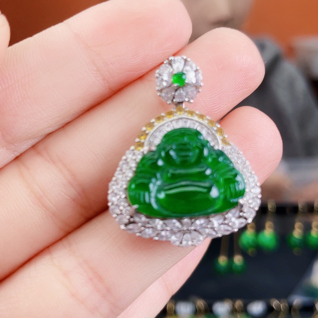 翡翠银S925镶嵌耳饰