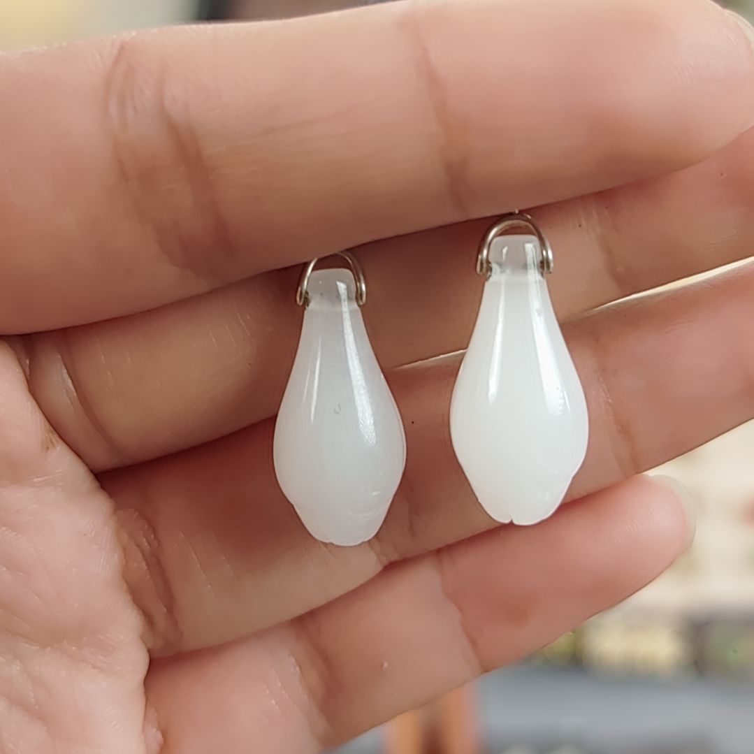 石英质玉换大耳圈银S925镶嵌换大耳圈