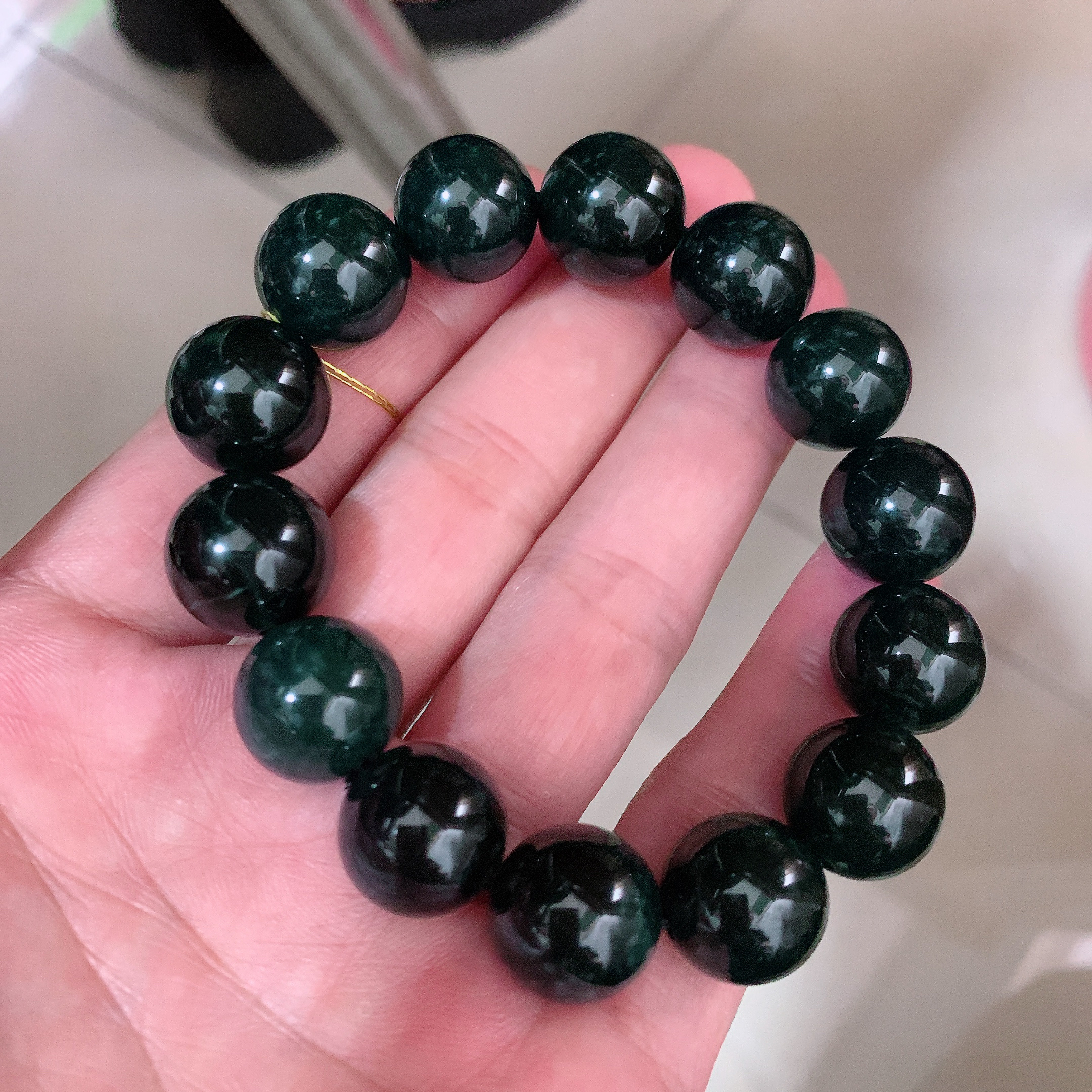 天然缅料A货 卡14.8圆珠手串906