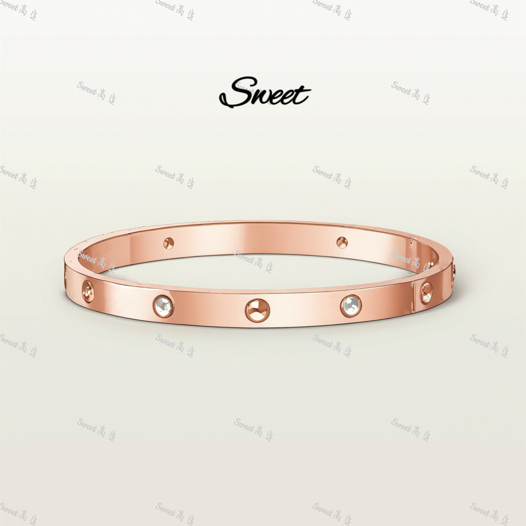 合金手镯 Sweet高定卡家LOVE经典手镯V金莫桑钻