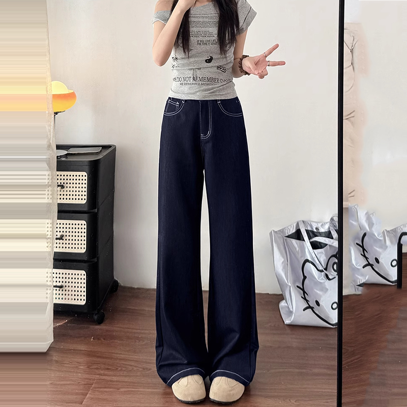 冰丝显瘦喇叭裤夏季薄款女2025新款大码胖mm高腰宽松微喇牛仔裤