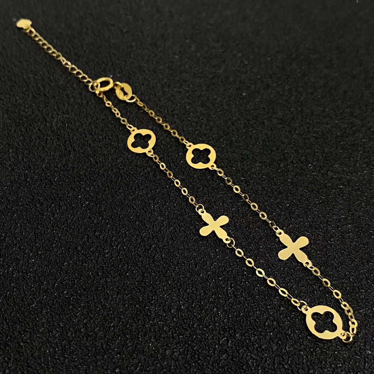 18k金老花四叶草18cm#F116