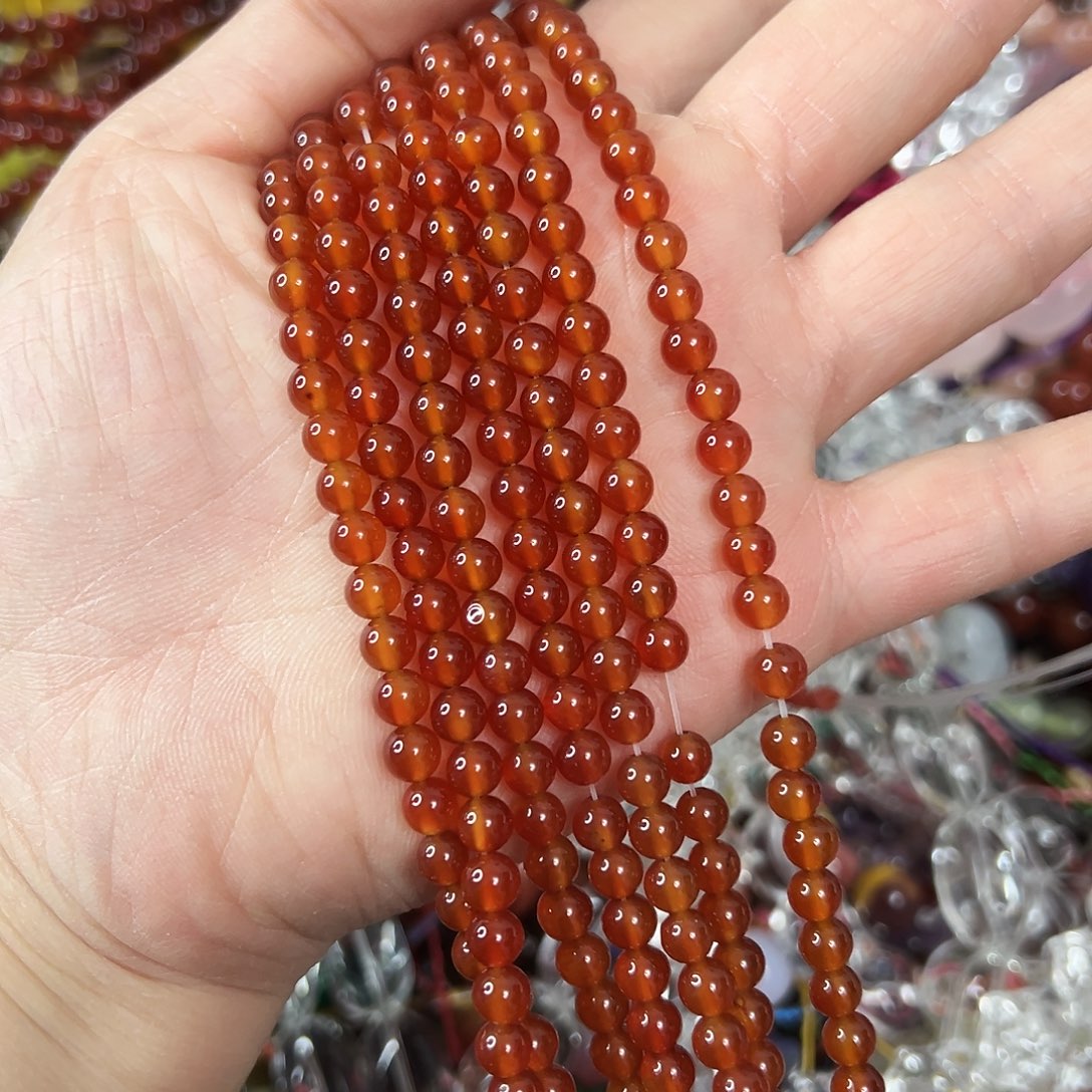 玛瑙/玉髓未镶嵌珠宝半成品，卡5柿子红玛瑙2条