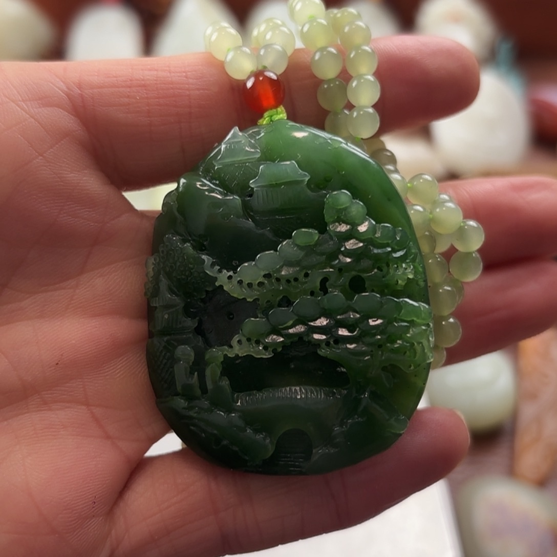 和田玉（碧玉）未镶嵌吊坠(赠链)