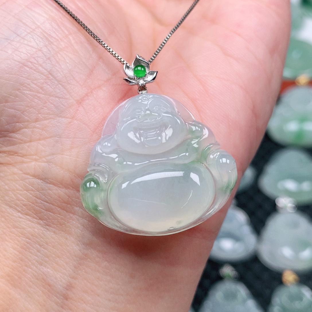 翡翠吊坠(不含链)18K金镶嵌