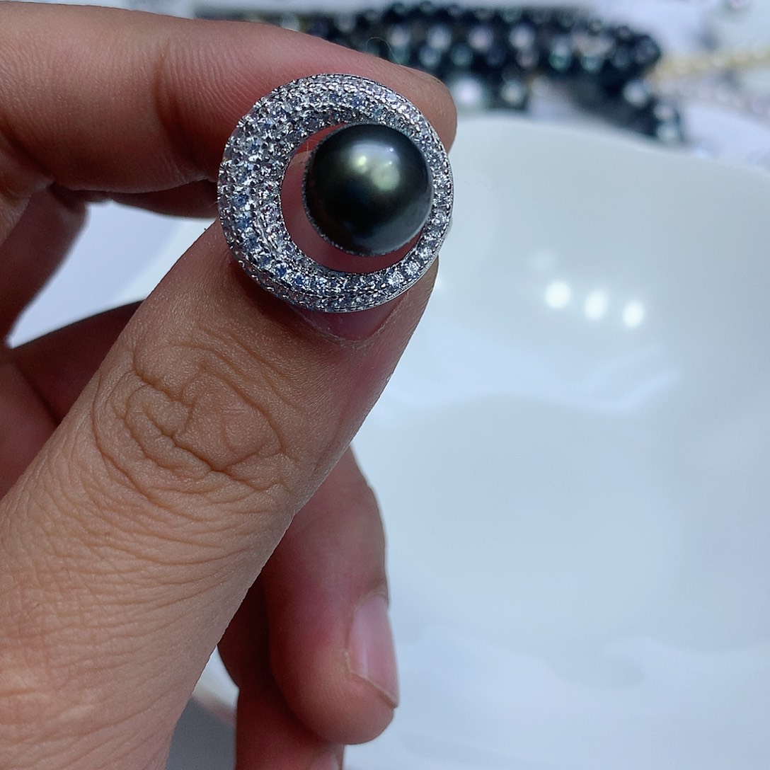 海水珍珠戒指银S925镶嵌