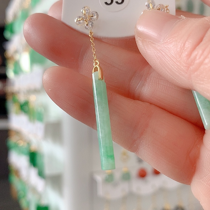 翡翠耳饰银S925镶嵌翡翠