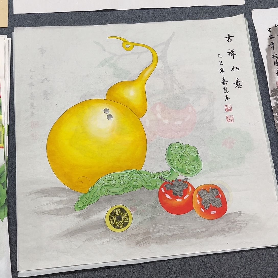 国画尺寸70X70手绘作品