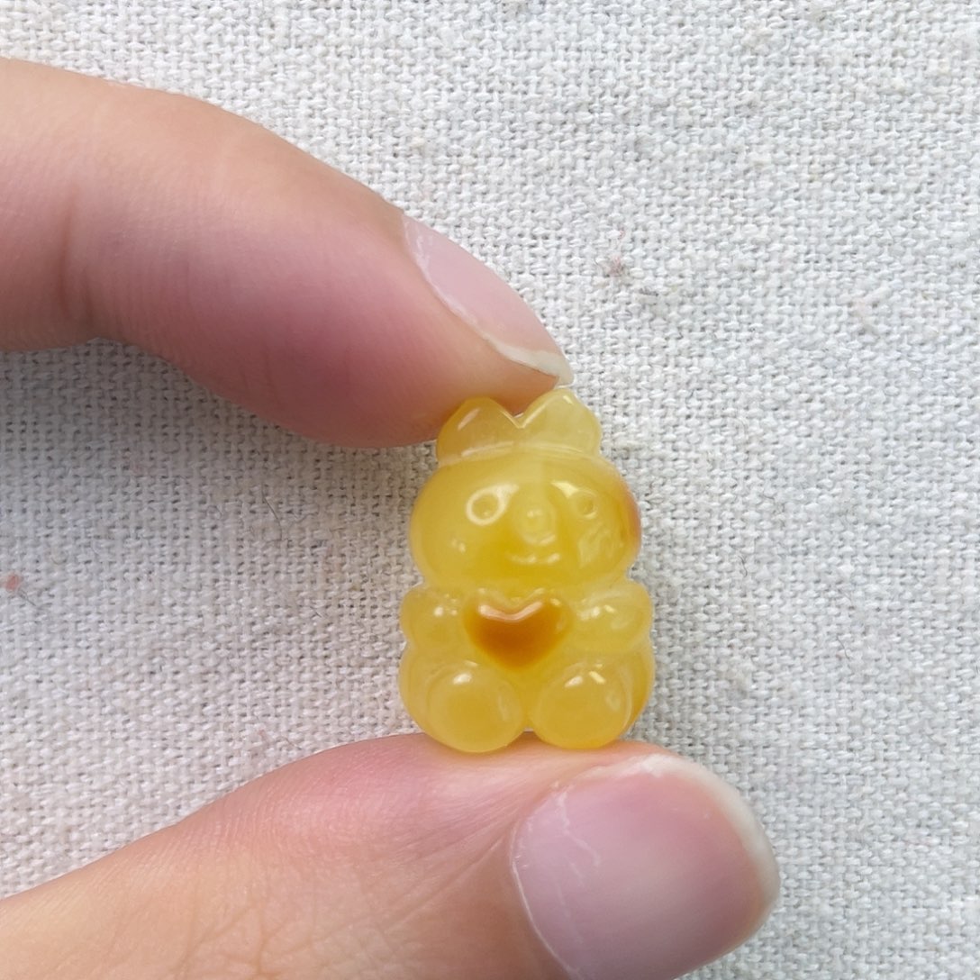 琥珀未镶嵌珠宝奇石爱心小兔