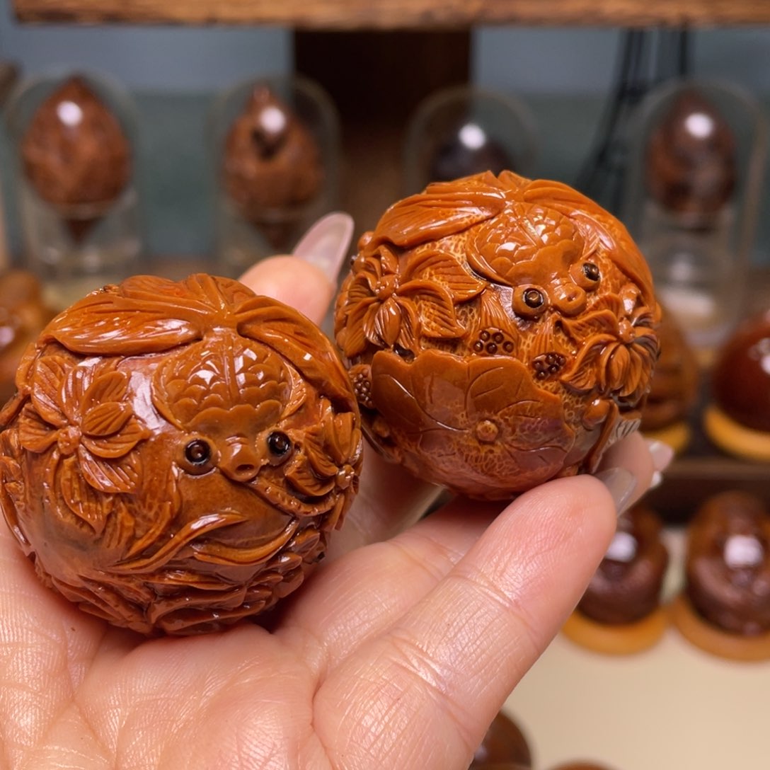 佛螺菩提吊坠善**行手工金玉满堂一对 四二