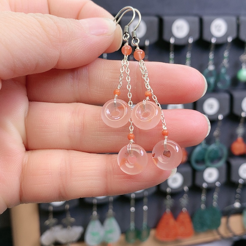 【闪购商品】南红玛瑙耳饰银S925镶嵌精美