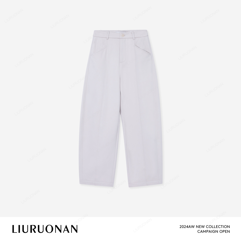 LIURUONAN 24AW【空气裤】简约气质秋冬高腰厚款显瘦休闲弯刀阔腿裤