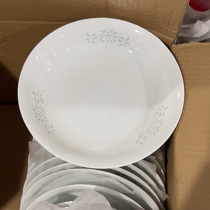 瓷片玲珑八英寸深盘四个，包邮，无底款